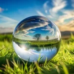 reflexiones-ecológicas-y-de-biosfera-hierba-verde-cielo-azul-en-un-mármol-cristal-el-campo-generativo-por-ai-reflexión-concepto-324123087.jpg